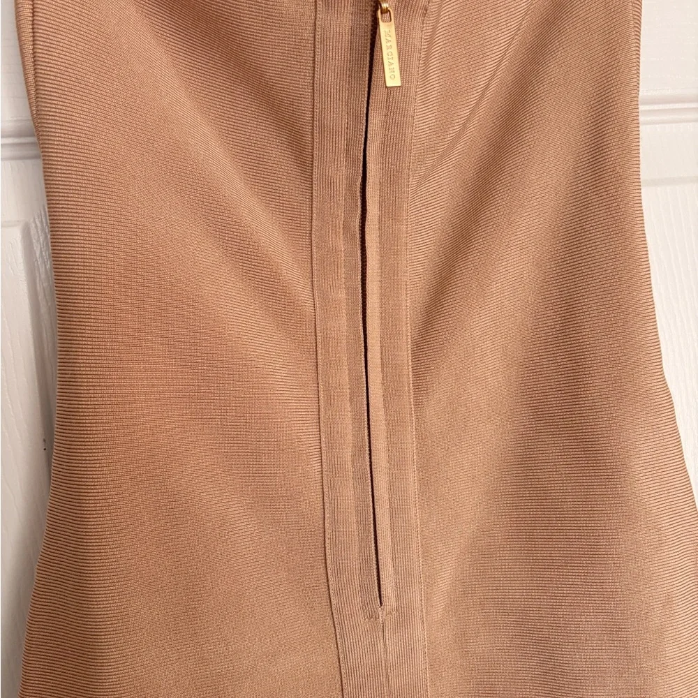 Marciano Chic Tan Backless Dress nude Bodycon bandage midi dress sexy party chic - Picture 7 of 8
